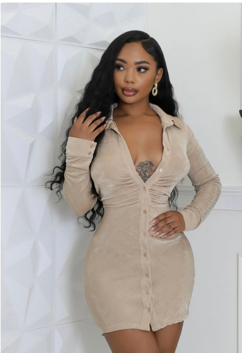 beige dress with sleeves Jewl Dress – Shop IV Boutique